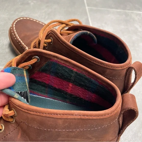 L.L.Bean Mens Flannel Lined Leather Ranger Moc Toe Chukka Boots, Size 9 - Picture 9 of 14